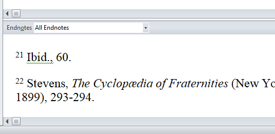 microsoft word endnote arabic numerals