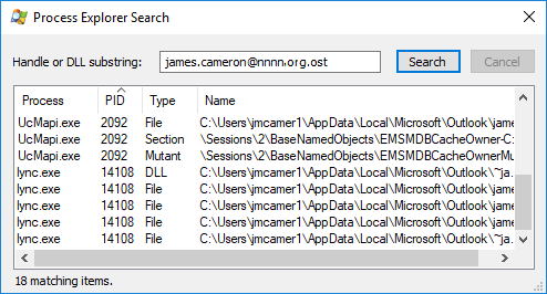 Process Explorer Search