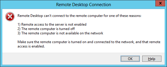 Remote Desktop Connection - can't connect