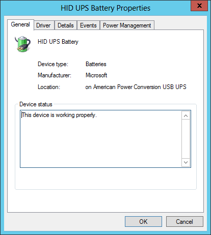 HID UPS Battery Properties