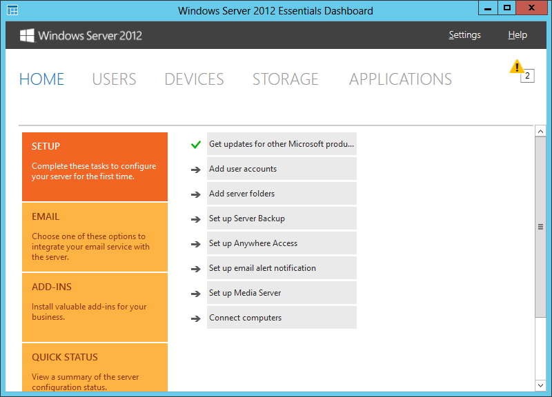 Server 2012 - 2 dashboard alerts