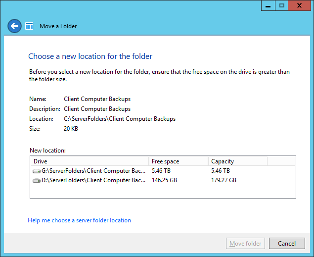 Server 2012 - folder new location
