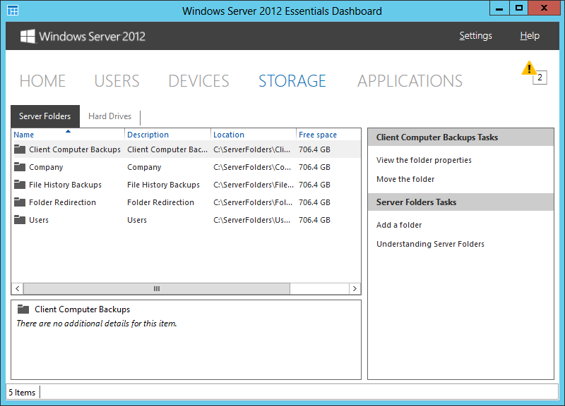 Server 2012 - server folders