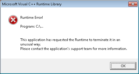 Microsoft Visual C++ Runtime Error!