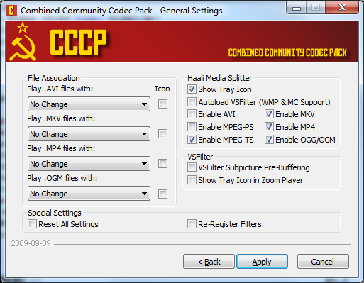 CCCP General Settings