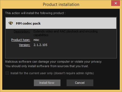 MediaMonkey Codec Product
Installation