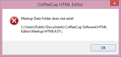 Markup Data Folder does not exist