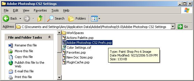 Photoshop preferences file