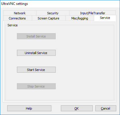 UltraVNC start service