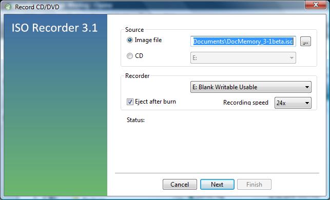 ISO Recorder 3.1 create CD from image