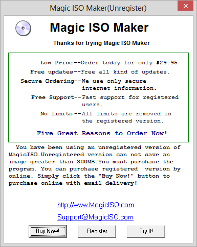 Magic ISO Maker Unregistered startup