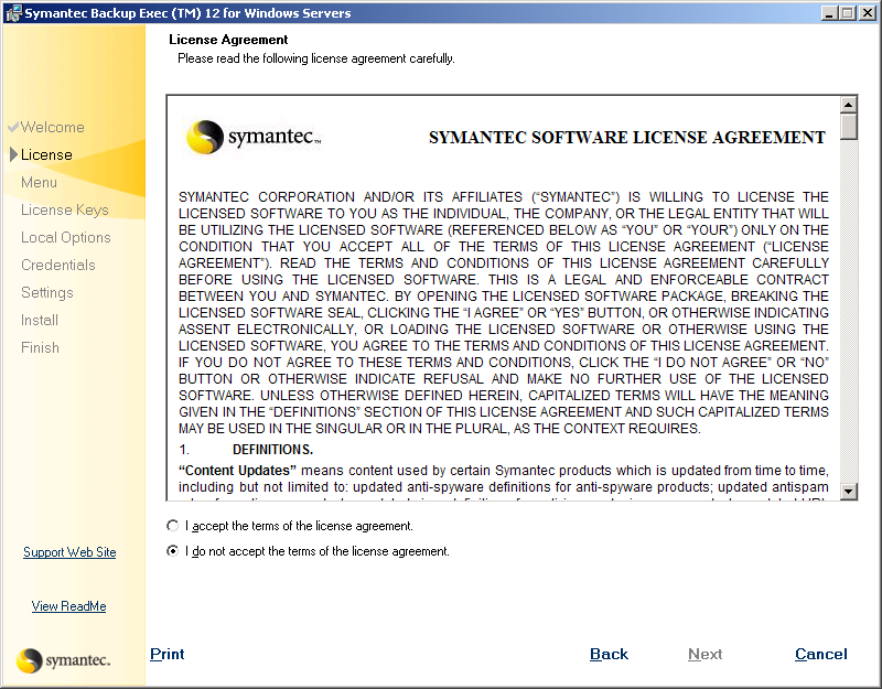 Backup Exec License Agreement