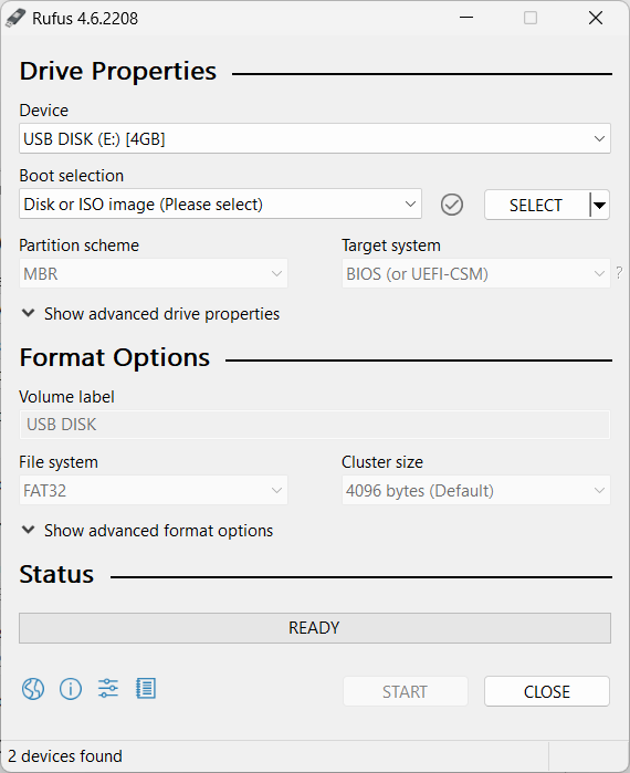 Rufus - Drive Properties