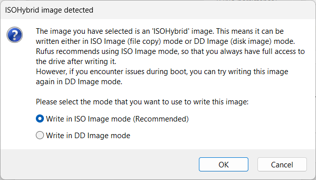 ISOHybrid image detected