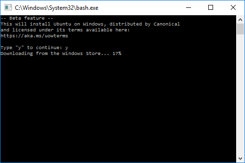 Downloading Ubuntu on 
Windows from the Windows Store