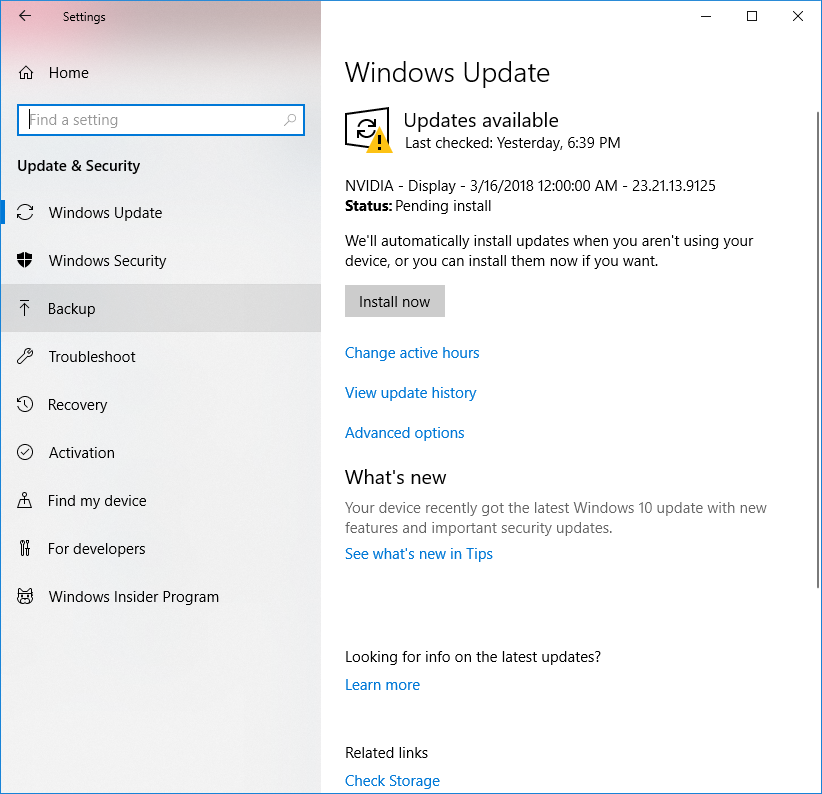 Windows Update - Backup