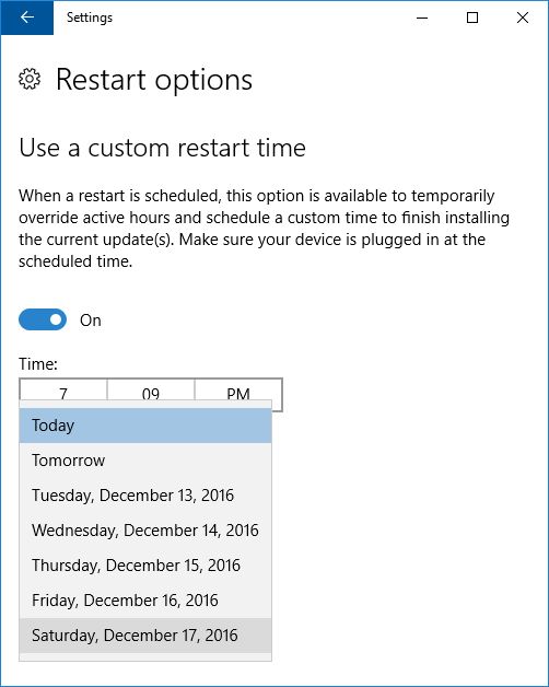 Custom restart - Saturday Dec. 17