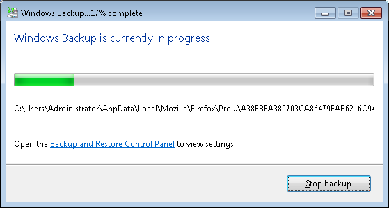 Windows 7 backup in progress details