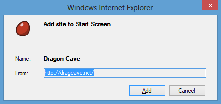 Add site to Windows 8 Start Screen
