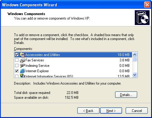 Disk Cleanup -
Windows Components