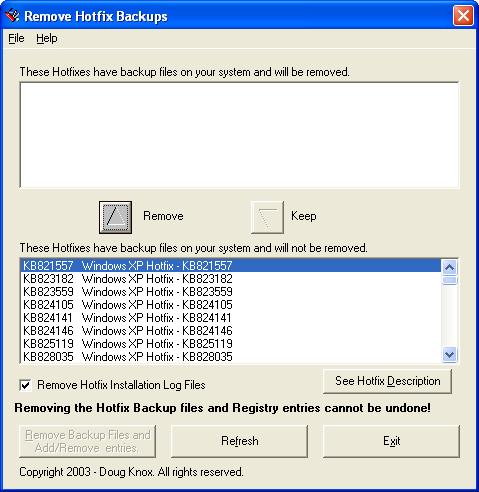 Registered
Remove Hotfix Backups
