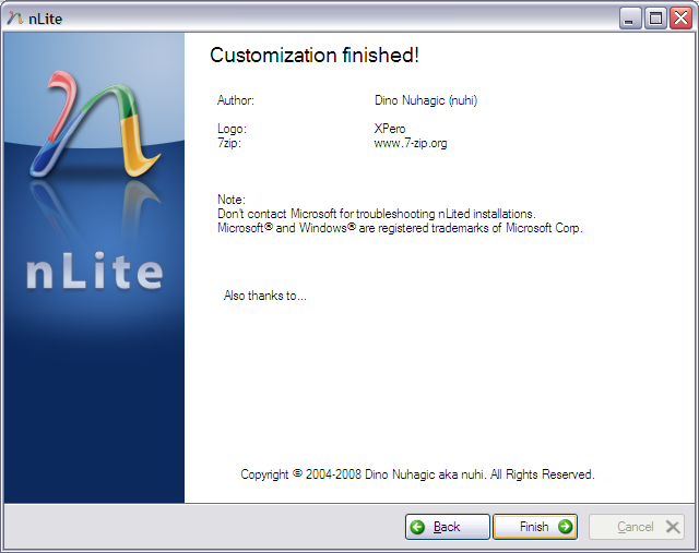 nLite Customization Finished