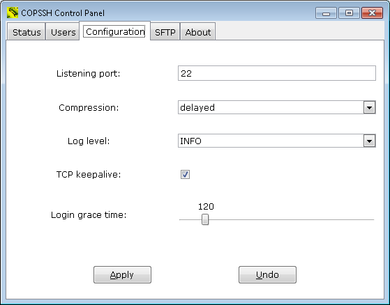 Copssh Control Panel Configuration