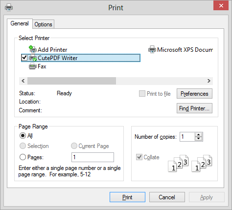 Printing To A PDF File With CutePDF Writer