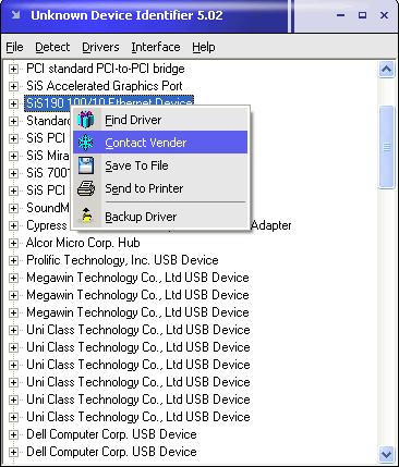 Unknown Device Identifier contact
vender