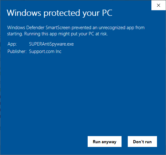 Windows Defender run anyway
