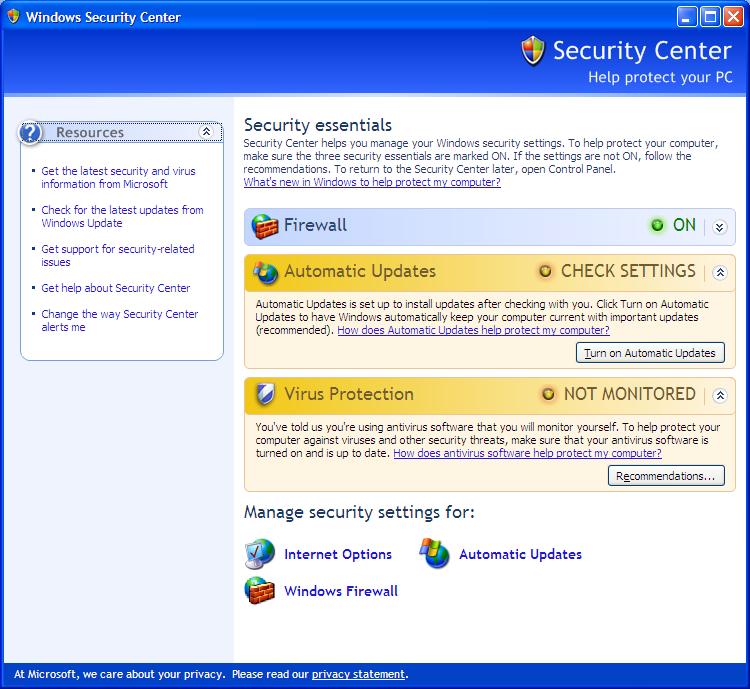 XP Security Center