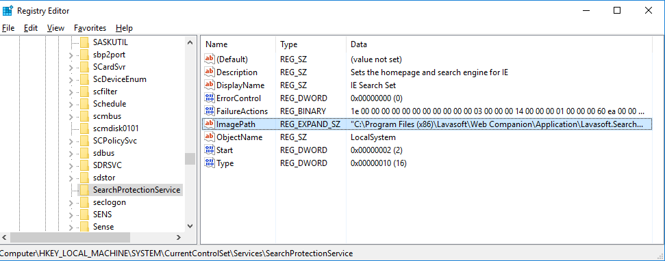 Registry Editor - Search 
Protection