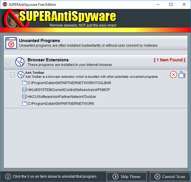 SUPERAntispyware - Ask Toolbar