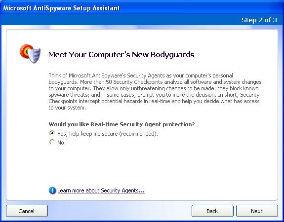 Microsoft AntiSpyware
real-time protection