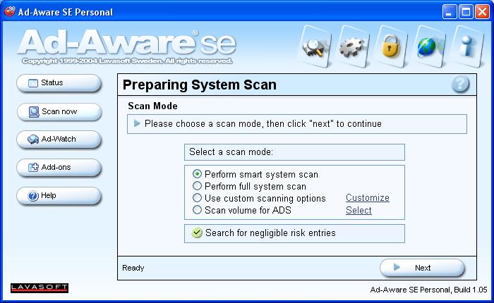 Ad-aware SE preparing system scan