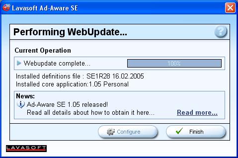 Ad-aware SE updates completed