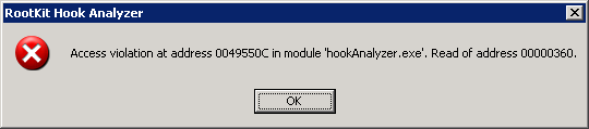 Hook Analyzer
Access Violation