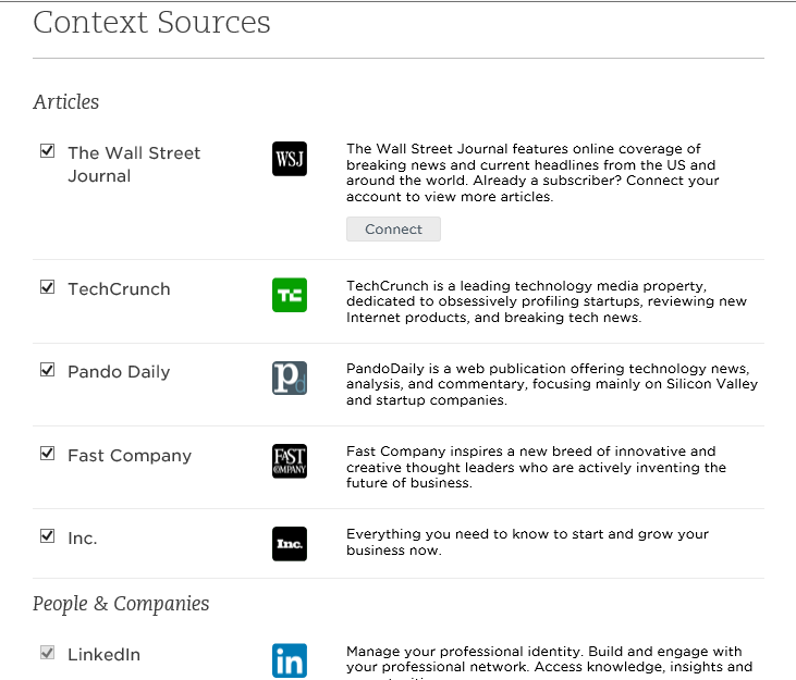 Evernote Context Sources