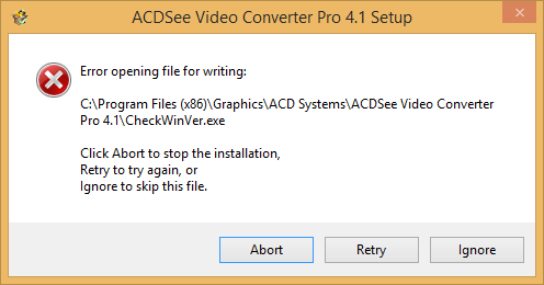 ACDSee Video Converter Pro - Error opening file for writing