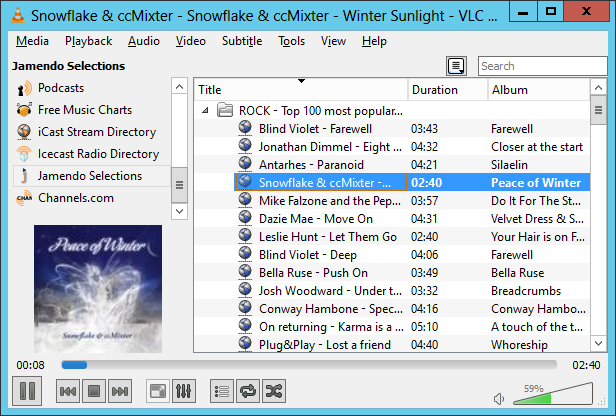 VLC playing Snowflake