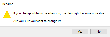 Warning for changing file extension
