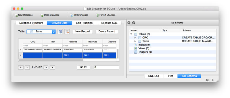 DB Browser for SQLite add record