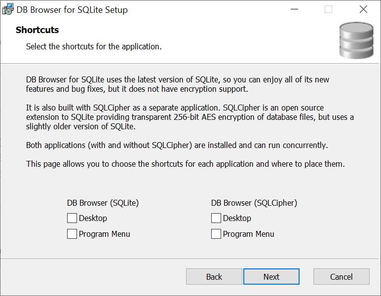 DB Browser shortcuts