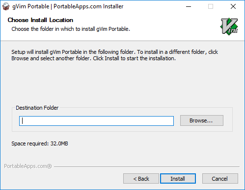 gVim Portable install
location