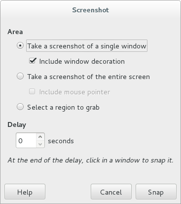GIMP screenshot options