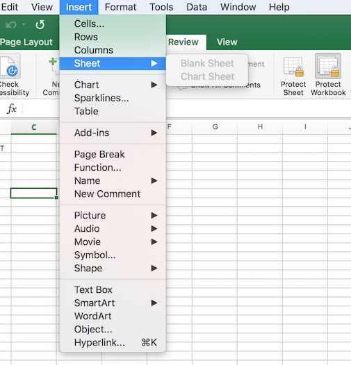 Excel 2016 - insert sheet grayed out