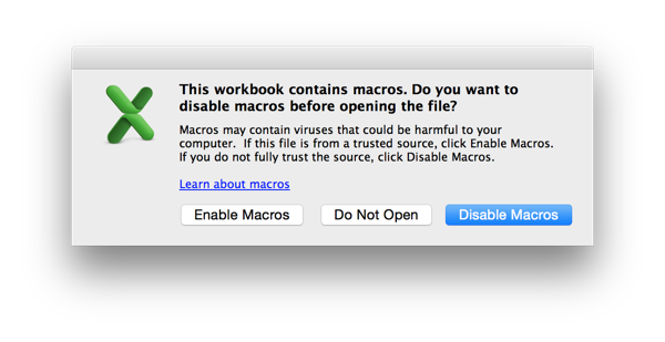 Workbook contains macros