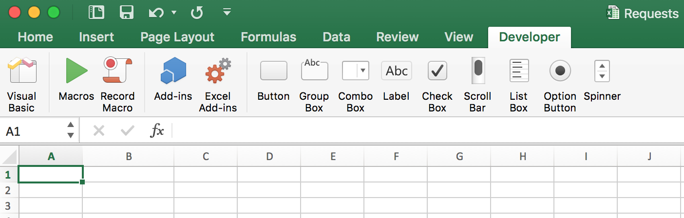 how to get developer tab in excel mac