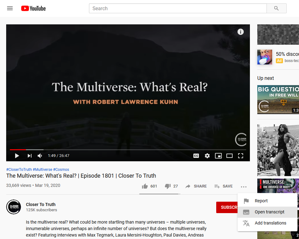 How To See The Full Transcript Of A Youtube Video