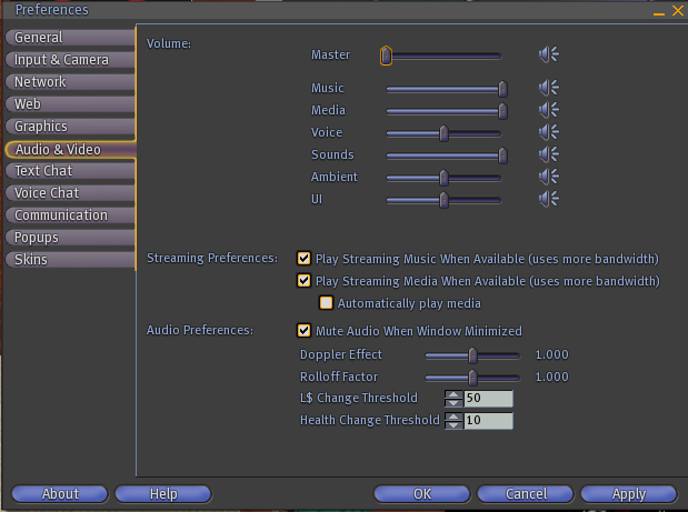 SL master sound volume control